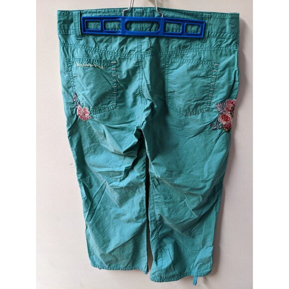 Green Embroidery Boho Crop Pants Embellished Large - Picture 4 of 11